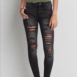 American Eagle Black Ripped Jeggings
